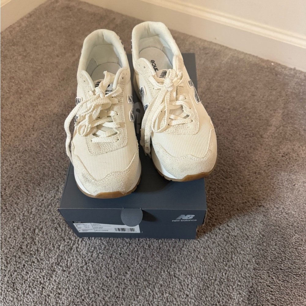New Balance White and Beige Lifestyle Sneakers